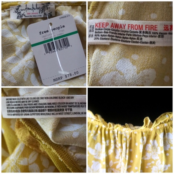 Free People One On One Yellow Floral Bodysuit L - Picture 10 of 11